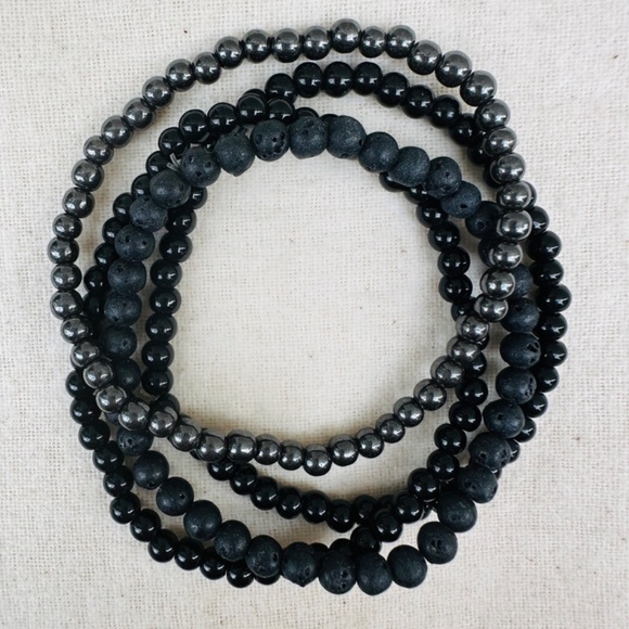 Protection crystal bracelets. Set of 4. Black pyrite, onyx, tourmaline. - Picture 3 of 3